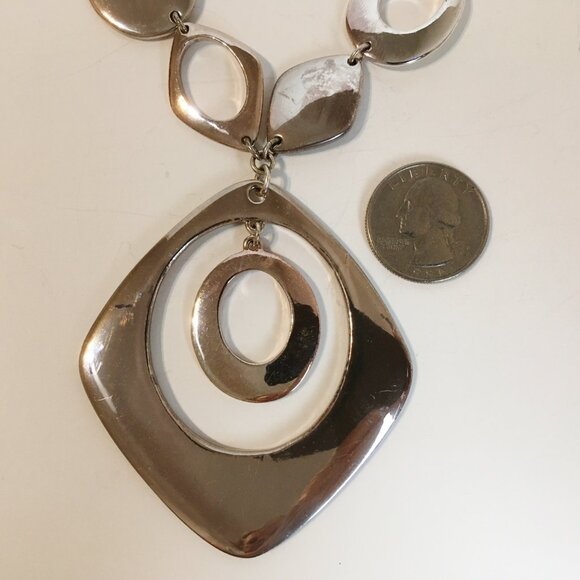 Alfani Mod Pendant Necklace 3 Strand Silver Tone Metal Chain Adjustable length - Picture 8 of 9